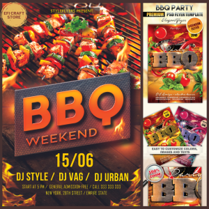 BBQ Brochures & Pamphlets Bundle PSD | Editable Restaurant Flyer Templates for Grill & Food Promotions