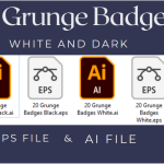 Bundle of 40 Grunge Badges Black &White Distressed Badges for Vintage Logos