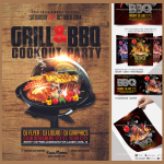 BBQ Brochures & Pamphlets Bundle PSD | Editable Restaurant Flyer Templates for Grill & Food Promotions